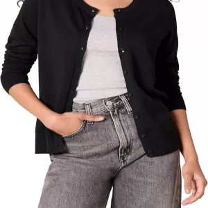 Amazon Essentials Women's Lightweight Crewneck Cardigan Sweater – Cotton Blend (Plus Size)
