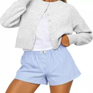 Trendy Queen Cropped Cardigan – Lightweight Open Front Y2K Fall Outfit Spring Fashion 2026