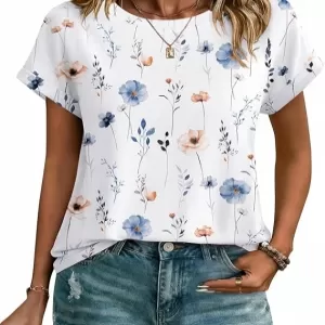 Zeagoo Short Sleeve Crew Neck Blouse – Cute Summer T-Shirt Dressy Casual Work Clothes S-2XL