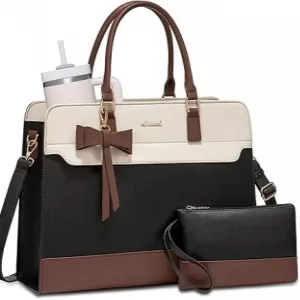 LOVEVOOK Laptop Tote – Waterproof PU Leather, 15.6