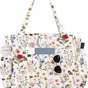 Miss Adola Corduroy Tote – Large Capacity, Zipper Closure, Multi-Pocket, Machine Washable