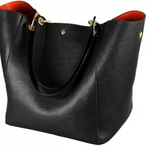sqlp Large Work Tote – Waterproof Vegan Leather, Magnetic Buckle, Detachable Pouch, Crossbody