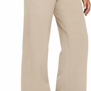G4Free EverGoing Wide Leg Pants – High Waist Stretchy Dress Casual Sweatpants with Pockets (Light Khaki)