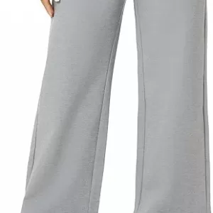 iChosy High Waisted Wide Leg Trousers – Casual Slacks Dress Pants with Pockets (Grey)