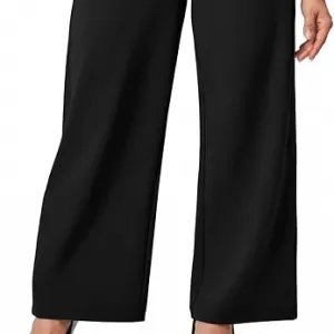 IUGA Women’s Pull-On High-Waisted Wide Leg Work Pants – Stretchy Business Casual Trousers with Pockets