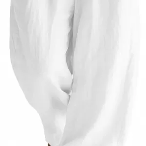 LOMON Women’s Cotton Linen Wide Leg Palazzo Pants – Summer Flowy Beach Trousers with Pockets
