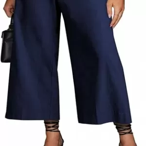 miduo Women’s High-Waisted Cropped Wide Leg Pants – Stretchy Straight Trousers with Pockets