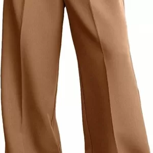 XISOXU High Waisted Wide Leg Pants – Straight Work Pants Business Casual Palazzo Trousers (Khaki)