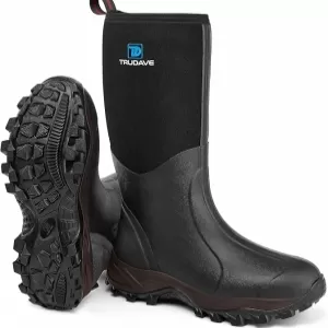 Trudave Rubber Boots for Men & Women – 6mm Neoprene Waterproof Insulated Work Boots with Steel Shank