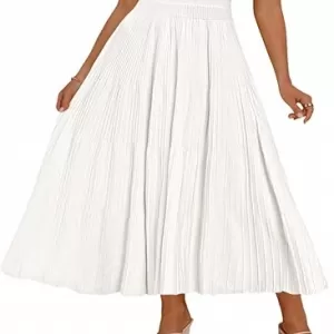 PRETTYGARDEN Summer Midi Dress 2026 – Sleeveless V Neck Pleated A-Line Cocktail Wedding Guest Dress