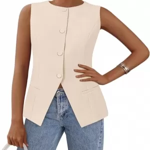 PRETTYGARDEN Women's Suit Vest Top 2026 – Sleeveless Button Down Dressy Business Casual Blazer Waistcoat